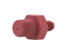 Threaded Adapter Red 0.0062Id,1/4-28 Flat bottom (M) to 1/8/NTP (M)